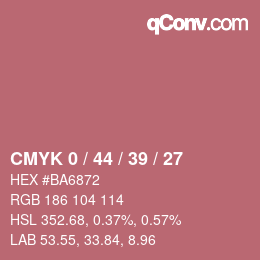 颜色代码: CMYK 0 / 44 / 39 / 27 | qconv.com