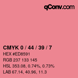 カラーコード: CMYK 0 / 44 / 39 / 7 | qconv.com