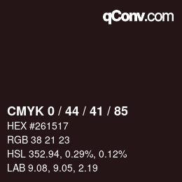 Farbcode: CMYK 0 / 44 / 41 / 85 | qconv.com