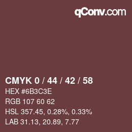カラーコード: CMYK 0 / 44 / 42 / 58 | qconv.com