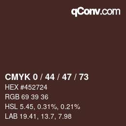 カラーコード: CMYK 0 / 44 / 47 / 73 | qconv.com