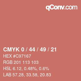 カラーコード: CMYK 0 / 44 / 49 / 21 | qconv.com