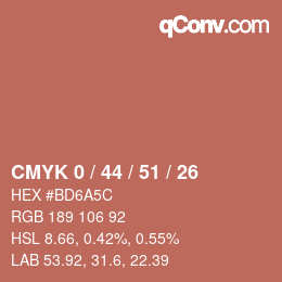 Farbcode: CMYK 0 / 44 / 51 / 26 | qconv.com