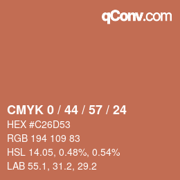 カラーコード: CMYK 0 / 44 / 57 / 24 | qconv.com