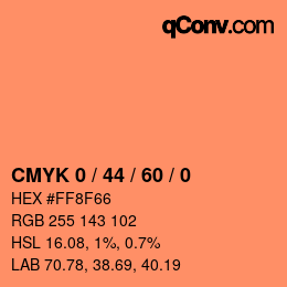 カラーコード: CMYK 0 / 44 / 60 / 0 | qconv.com