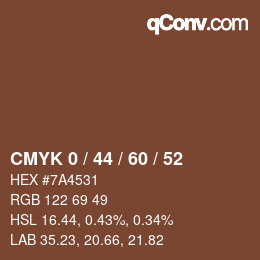 カラーコード: CMYK 0 / 44 / 60 / 52 | qconv.com