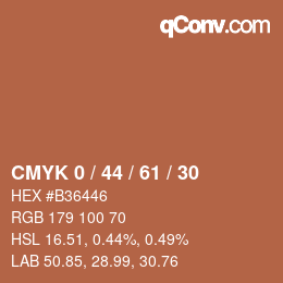 カラーコード: CMYK 0 / 44 / 61 / 30 | qconv.com