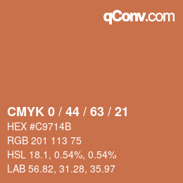 カラーコード: CMYK 0 / 44 / 63 / 21 | qconv.com