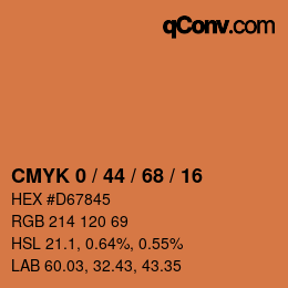 颜色代码: CMYK 0 / 44 / 68 / 16 | qconv.com