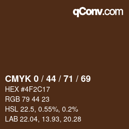 カラーコード: CMYK 0 / 44 / 71 / 69 | qconv.com