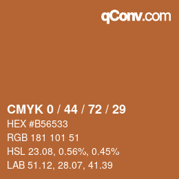 颜色代码: CMYK 0 / 44 / 72 / 29 | qconv.com