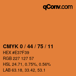 Farbcode: CMYK 0 / 44 / 75 / 11 | qconv.com