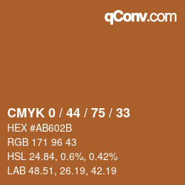 颜色代码: CMYK 0 / 44 / 75 / 33 | qconv.com