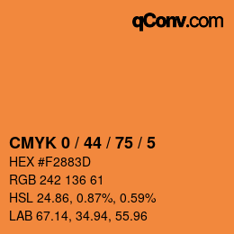 カラーコード: CMYK 0 / 44 / 75 / 5 | qconv.com