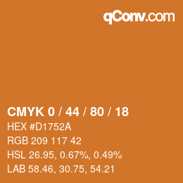 Farbcode: CMYK 0 / 44 / 80 / 18 | qconv.com