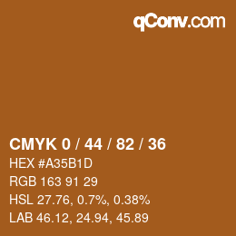 カラーコード: CMYK 0 / 44 / 82 / 36 | qconv.com