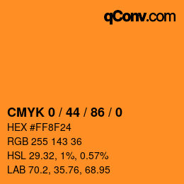 Farbcode: CMYK 0 / 44 / 86 / 0 | qconv.com