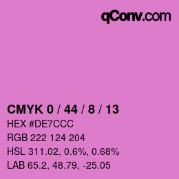 カラーコード: CMYK 0 / 44 / 8 / 13 | qconv.com