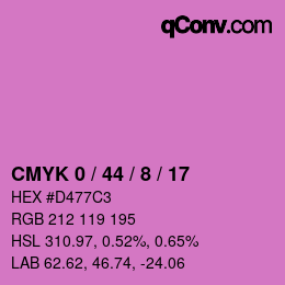 カラーコード: CMYK 0 / 44 / 8 / 17 | qconv.com