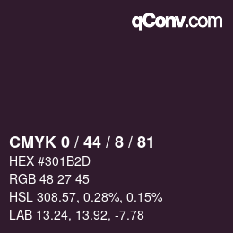 カラーコード: CMYK 0 / 44 / 8 / 81 | qconv.com