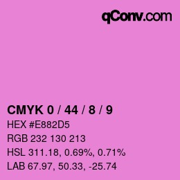 カラーコード: CMYK 0 / 44 / 8 / 9 | qconv.com