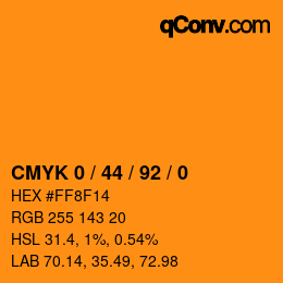 カラーコード: CMYK 0 / 44 / 92 / 0 | qconv.com