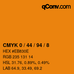 カラーコード: CMYK 0 / 44 / 94 / 8 | qconv.com