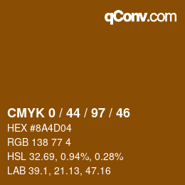 Color code: CMYK 0 / 44 / 97 / 46 | qconv.com