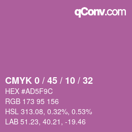 Code couleur: CMYK 0 / 45 / 10 / 32 | qconv.com