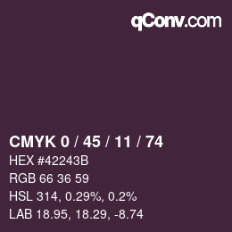 カラーコード: CMYK 0 / 45 / 11 / 74 | qconv.com