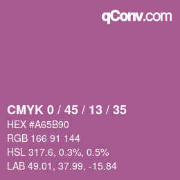 カラーコード: CMYK 0 / 45 / 13 / 35 | qconv.com