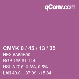 カラーコード: CMYK 0 / 45 / 13 / 35 | qconv.com