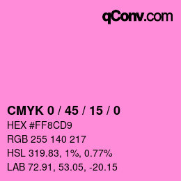 カラーコード: CMYK 0 / 45 / 15 / 0 | qconv.com