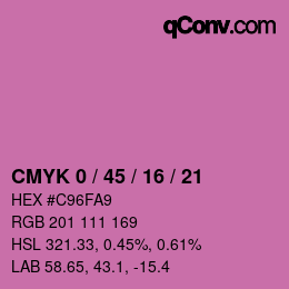 カラーコード: CMYK 0 / 45 / 16 / 21 | qconv.com