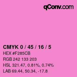 颜色代码: CMYK 0 / 45 / 16 / 5 | qconv.com