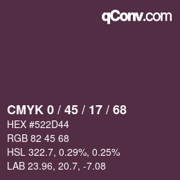 Farbcode: CMYK 0 / 45 / 17 / 68 | qconv.com