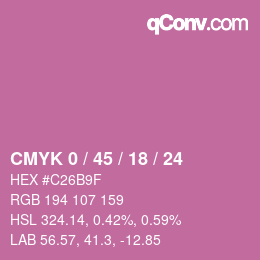 カラーコード: CMYK 0 / 45 / 18 / 24 | qconv.com