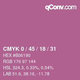 カラーコード: CMYK 0 / 45 / 18 / 31 | qconv.com