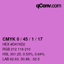 カラーコード: CMYK 0 / 45 / 1 / 17 | qconv.com