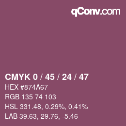 カラーコード: CMYK 0 / 45 / 24 / 47 | qconv.com