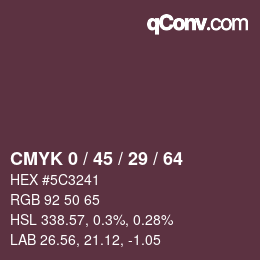 Farbcode: CMYK 0 / 45 / 29 / 64 | qconv.com