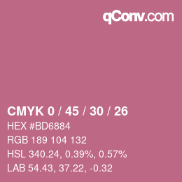 カラーコード: CMYK 0 / 45 / 30 / 26 | qconv.com