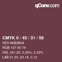 Código de color: CMYK 0 / 45 / 31 / 58 | qconv.com
