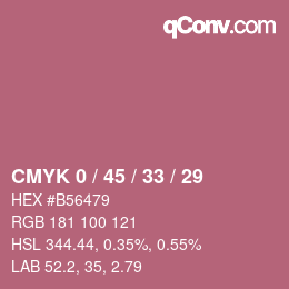 Code couleur: CMYK 0 / 45 / 33 / 29 | qconv.com