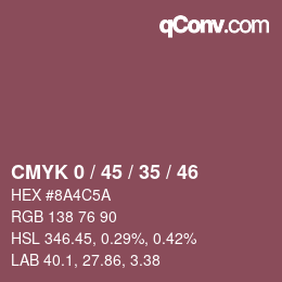 Código de color: CMYK 0 / 45 / 35 / 46 | qconv.com
