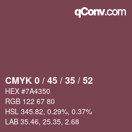 Color code: CMYK 0 / 45 / 35 / 52 | qconv.com