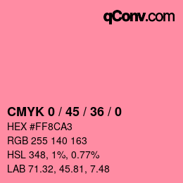 カラーコード: CMYK 0 / 45 / 36 / 0 | qconv.com