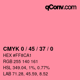 カラーコード: CMYK 0 / 45 / 37 / 0 | qconv.com