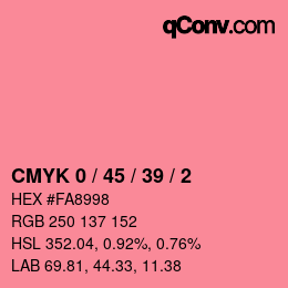 Farbcode: CMYK 0 / 45 / 39 / 2 | qconv.com