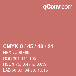 カラーコード: CMYK 0 / 45 / 48 / 21 | qconv.com